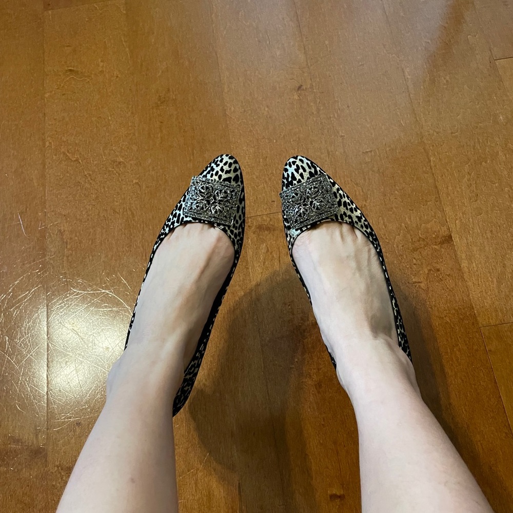 $850 retailed Manolo Blahnik Animal print Shoes